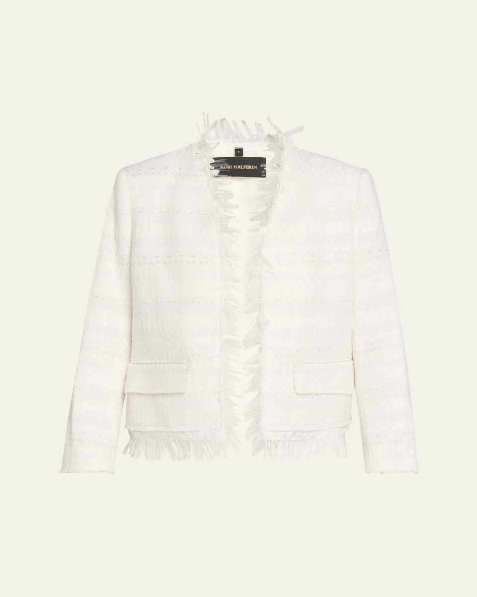 Harper Fringe-Trim Tweed Jacket